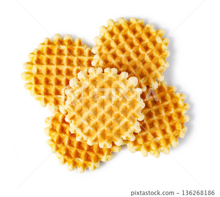Waffles pile isolated on white background Waffles pile isolated on white background 136268186