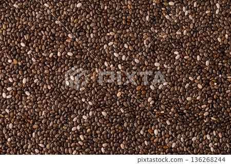 Chia seeds background showing healthy superfood pattern Chia seeds background showing healthy superfood pattern 136268244