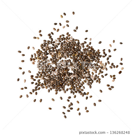 Chia seeds scattering, healthy superfood for nutrition 136268248