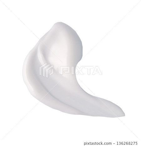 White cosmetic cream smear texture on isolated background 136268275