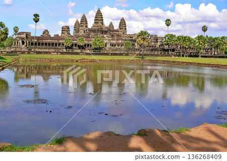 Angkor Wat and its reflection on the water (Cambodia World Heritage Site) 136268409