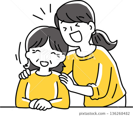 A woman laughing alongside an elderly person A woman laughing alongside an elderly person 136268482