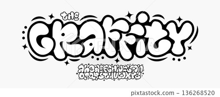 Bubble Graffity Font Logo Alphabet Comics Letter Set Modern Typography, Street Art Typographic Design for Speech Bubble Title Text, Kid Typo Poster Headline, Cloud Cartoon Fonts. Vector Typeface 136268520