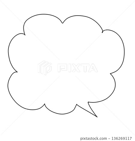 Hand-drawn speech bubble material. Simple line drawing that is easy to use and facing right. Hand-drawn speech bubble material. Simple line drawing that is easy to use and facing right. 136269117