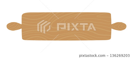 一個簡單的木製擀麵杖示意圖,用於製作糖果。 一個簡單的木製擀麵杖示意圖,用於製作糖果。 136269203