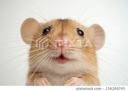 Mouse with whiskers closeup, a cute animal and small adorable pet with furry nose 136269745