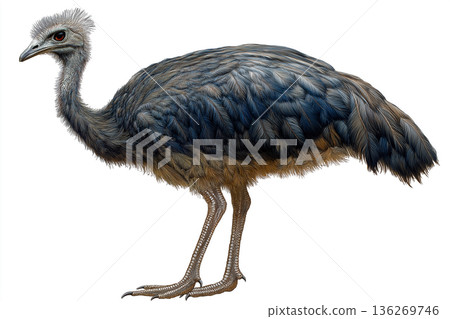 Cassowary bird with striking feathers and distinctive beak in natural wildlife habitat 136269746