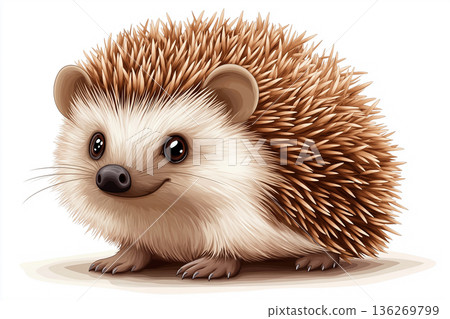 Cute hedgehog with spines in adorable wildlife illustration for nature lovers 136269799