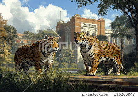 Majestic jaguar wildlife in the jungle showcasing nature and the striking bigcat spots 136269848