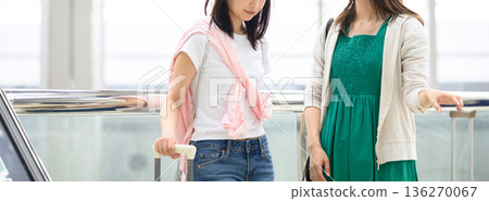 Two women traveling. Photo courtesy of Kansai International Airport (KIX). Two women traveling. Photo courtesy of Kansai International Airport (KIX). 136270067