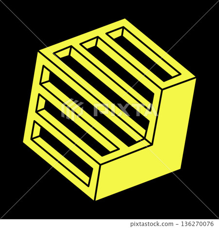 Optical illusion objects. Impossible hexagon. Line design. Impossible shapes. Optical art. Escher paradox. Geometry.  136270076