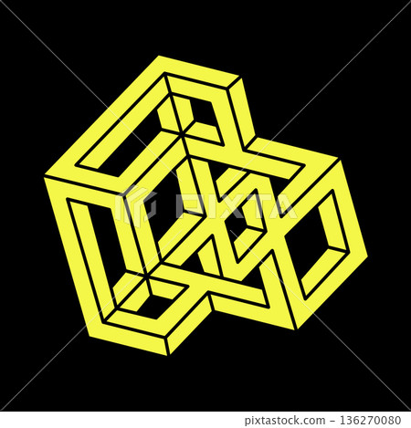 Impossible optical illusion shapes. Optical art object. Impossible figures. Sacred geometry. Escher style. Impossible optical illusion shapes. Optical art object. Impossible figures. Sacred geometry. Escher style. 136270080