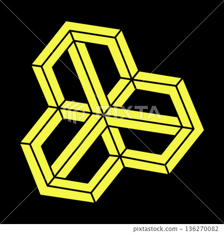 Impossible optical illusion shapes. Optical art object. Sacred geometry. Impossible figures. Line art. Escher paradox.  136270082
