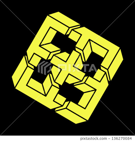 Impossible optical illusion shapes. Optical art object. Impossible figures. Line art. Geometry. Escher paradox.  136270084