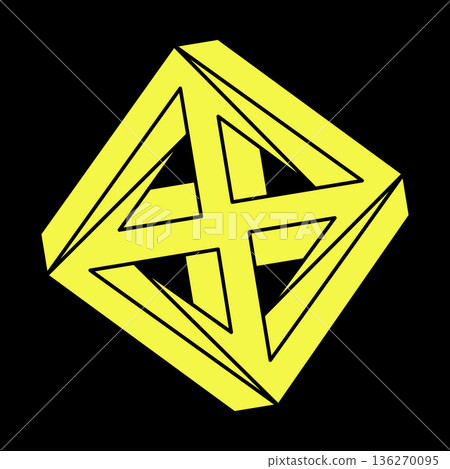 Impossible cube. Line design. Impossible shapes. Optical illusion objects. Optical art. Escher paradox. Geometry. Impossible cube. Line design. Impossible shapes. Optical illusion objects. Optical art. Escher paradox. Geometry. 136270095