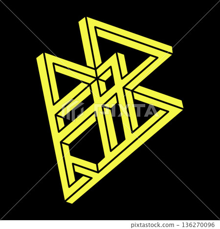 Impossible shapes logo design, optical illusion object. Optical art figure. Geometry. Escher paradox. Impossible shapes logo design, optical illusion object. Optical art figure. Geometry. Escher paradox. 136270096