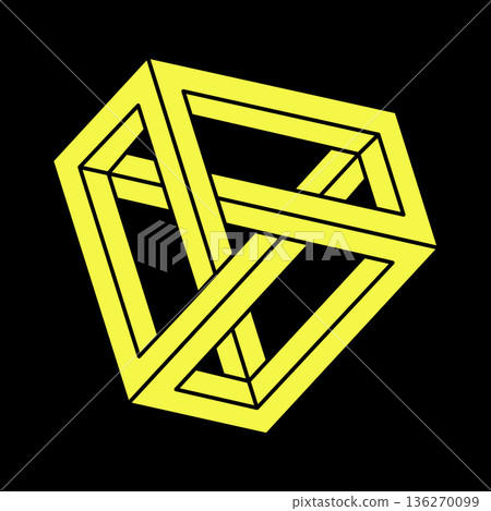 Impossible shape, optical illusion, vector. Optical art objects. Geometric figure. Escher style. Impossible shape, optical illusion, vector. Optical art objects. Geometric figure. Escher style. 136270099