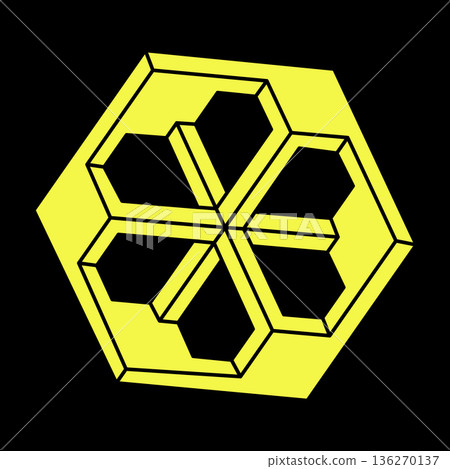 Optical illusion objects. Impossible hexagon. Line design. Impossible shapes. Optical art. Geometric figures. Escher style. Optical illusion objects. Impossible hexagon. Line design. Impossible shapes. Optical art. Geometric figures. Escher style. 136270137