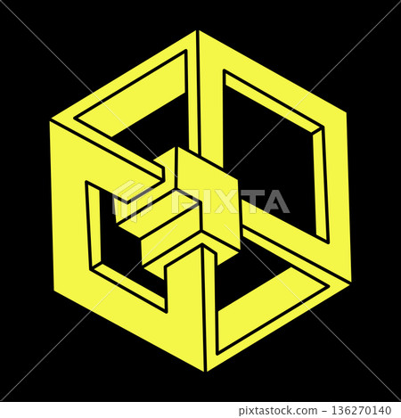 Optical illusion. Impossible shapes, vector. Escher paradox. Optical art object. Geometric figures.  136270140