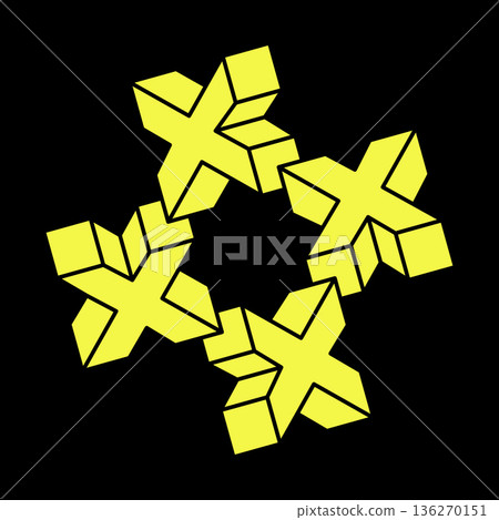 Impossible shapes logo design, optical illusion object. Optical art. Sacred geometry figure. Geometry. Escher paradox. Impossible shapes logo design, optical illusion object. Optical art. Sacred geometry figure. Geometry. Escher paradox. 136270151