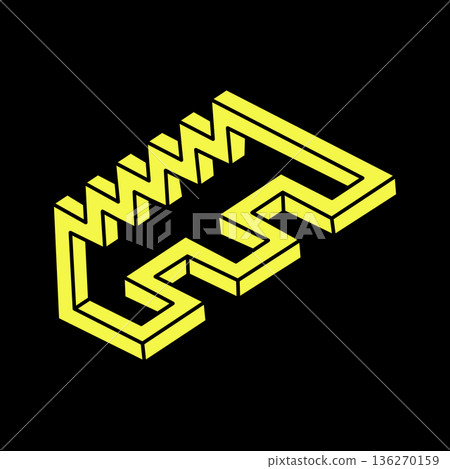 Optical illusion shape. Optical art object. Impossible figures. Sacred geometry. Escher paradox. Optical illusion shape. Optical art object. Impossible figures. Sacred geometry. Escher paradox. 136270159