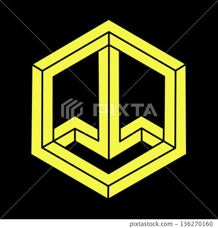 Optical illusion shapes. Optical art objects. Impossible figures. Geometry. Escher paradox. Optical illusion shapes. Optical art objects. Impossible figures. Geometry. Escher paradox. 136270160