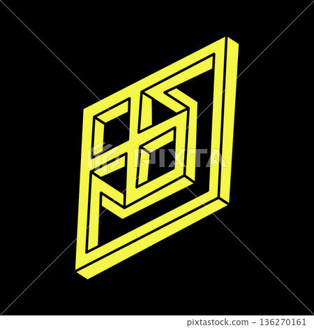 Optical illusion shapes. Impossible objects. Optical art figures. Geometry. Escher paradox.  136270161