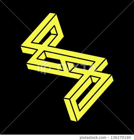 Optical illusion shapes. Optical art object. Impossible figure. Geometry. Escher paradox. Optical illusion shapes. Optical art object. Impossible figure. Geometry. Escher paradox. 136270180