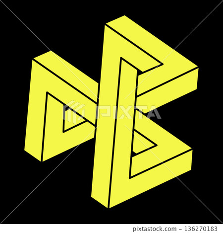 Optical illusion shapes. Optical art object. Impossible figures. Escher style. Sacred geometry.  136270183