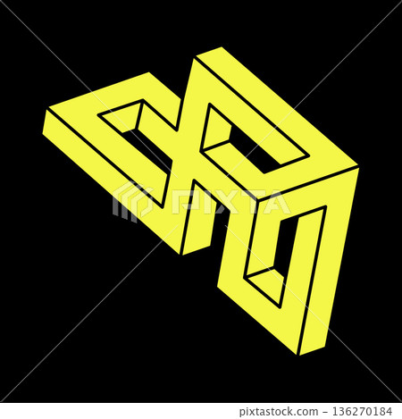 Impossible optical illusion shapes. Optical art object. Impossible figure. Geometry. Escher paradox.  136270184