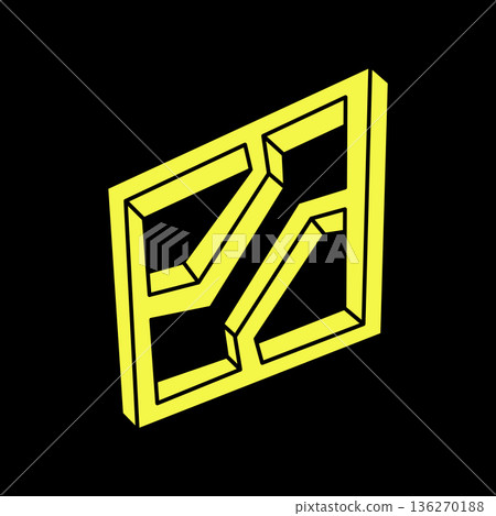 Optical illusion objects. Optical art. Sacred geometry figures. Impossible shapes logo design. Escher style.  136270188
