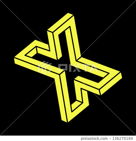 Optical illusion object. Impossible shapes logo design. Optical art. Sacred geometry figures. Escher style.  136270189