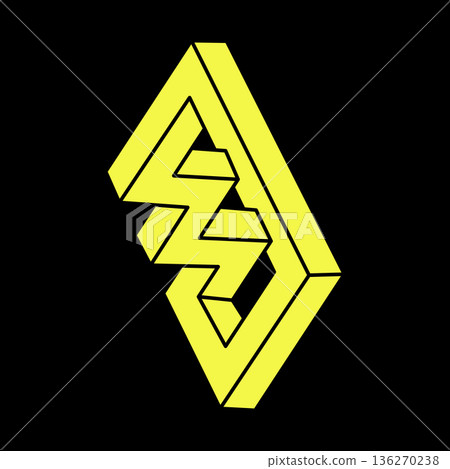 Optical illusion object, impossible shapes logo design. Escher paradox. Optical art. Sacred geometry figure.  136270238
