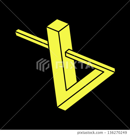 Optical illusion. Abstract eternal geometric object. Impossible endless outline shapes. Optical art. Impossible geometry symbol on a black background. Escher style. Optical illusion. Abstract eternal geometric object. Impossible endless outline shapes. Optical art. Impossible geometry symbol on a black background. Escher style. 136270249