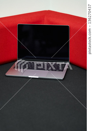 Laptop on Desk in Corner Workspace Laptop on Desk in Corner Workspace 136270437