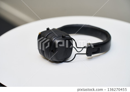 Over-Ear Headphones on White Surface Over-Ear Headphones on White Surface 136270455
