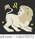 Leo zodiac vector. Unique modern hand drawn style illustration 136270572