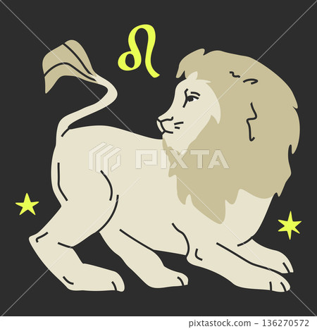 Leo zodiac vector. Unique modern hand drawn style illustration 136270572