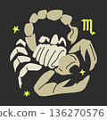 Scorpio horoscope symbol. Flat and lines astrological design 136270576