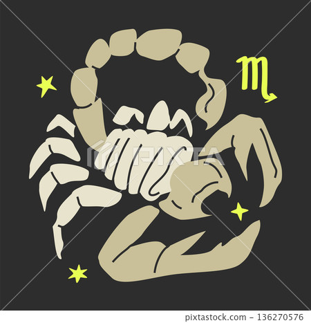 Scorpio horoscope symbol. Flat and lines astrological design 136270576