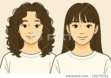Curly and straight hair styles Curly and straight hair styles 136270761