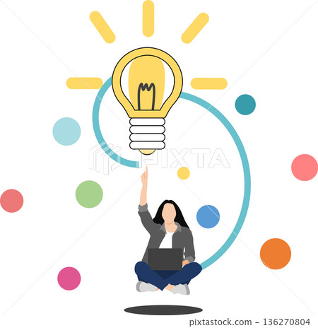 有想法的女商人的插圖 有想法的女商人的插圖 136270804