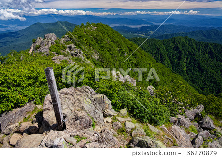 從高妻嶽山頂眺望黑姬岳和長野市 從高妻嶽山頂眺望黑姬岳和長野市 136270879