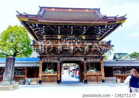 【東京】初春的西新井大師寺:宏偉的寺門和一位女士的背影 【東京】初春的西新井大師寺:宏偉的寺門和一位女士的背影 136271277