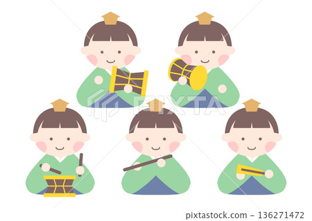 Cute Hinamatsuri five-musician vector illustration Cute Hinamatsuri five-musician vector illustration 136271472