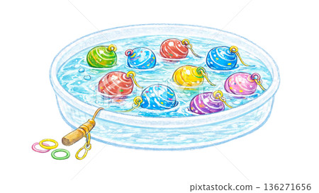 Yo-yo fishing illustration (transparent background) 136271656