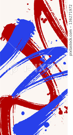 Abstract Red Blue White Ink Brush Background Abstract Red Blue White Ink Brush Background 136271972