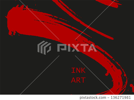 Abstract Red Ink Brush Strokes Art on Black Abstract Red Ink Brush Strokes Art on Black 136271981