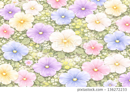 Pansy Series: A gorgeous frame of pansies framing the screen 136272233