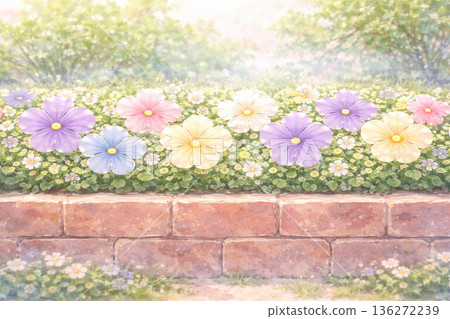 三色堇系列：日式紙紋理裝飾畫框與三色堇 136272239